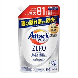 KAO Гель для стирки ATTACK ZERO суперконцентрированное для всех типов машин с нано-формулой, 810 гр.