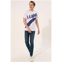 Erkek Beyaz Bisiklet Yaka Tişört