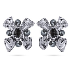 Клипсы Грациоза (кристаллы SW темно-серые, Майорка; покрытие родий), Есть комплект