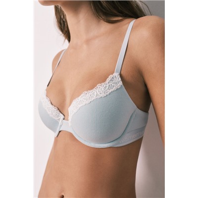 Sujetador clásico algodón canalé azul BEAUTIFUL