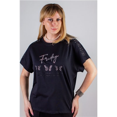 Нарядная футболка Бабочки из страз арт.8