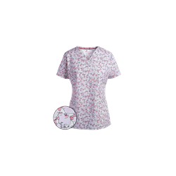 White Cross Scrubs Charlotte Print Top