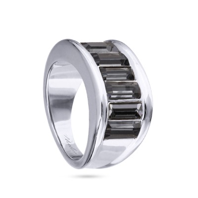 Кольцо Богемия (кристаллы SW темно-серые; покрытие родий), Есть комплект