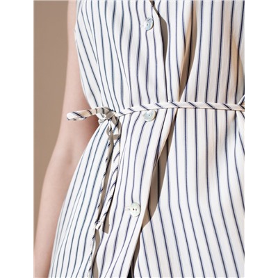 Удлиненный костюмный жилет в полоску с поясом из легкого хлопкового поплина