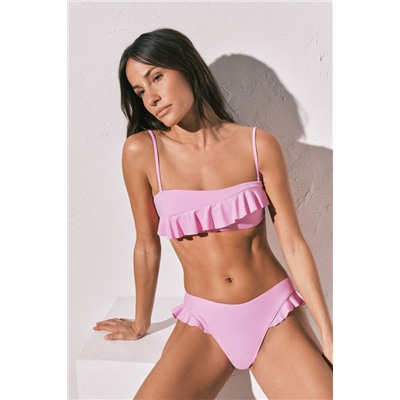 Braga bikini brasileña volantes rosa