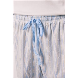 Pijama largo algodón manga corta marfil