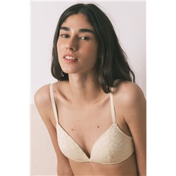 Sujetador triangular CHARMING relleno encaje beige