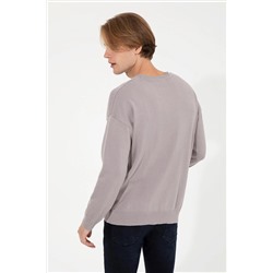 Erkek Vizon Bisiklet Yaka Triko Kazak