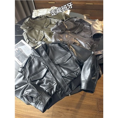 Женская кожаная куртка в ретро стиле ЗАР*А