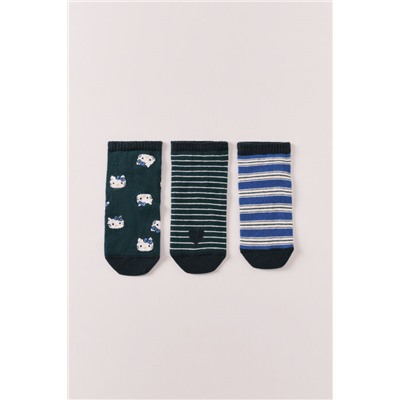 Pack 3 calcetines cortos rayas y  "Hello Kitty"