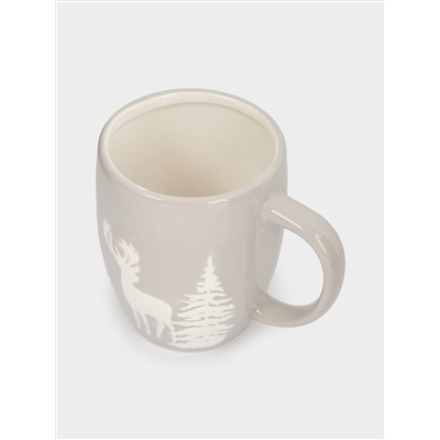 Кружка, 360 мл, керамика D, серо-белая, Олень в лесу, Maral grey