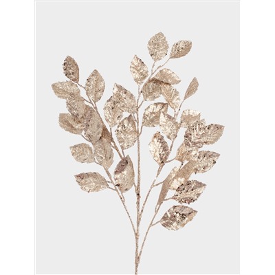 Ветка декоративная, 74 см, пластик/металл, золотистая, Листья, Interior gold