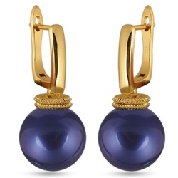 Серьги (Майорка 14мм черничная; покрытие золото), Есть комплект