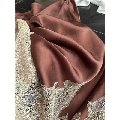 Женская атласная юбка миди с кружевом ЗАР*А