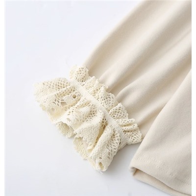 Женская свободная кофта с длинными рукавами и кружевной отделкой