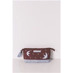 Neceser pequeño granate estampado pájaros