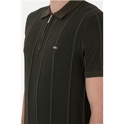 Erkek Slim Fit Polo Yaka Vizon Tişört