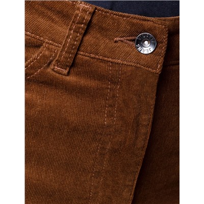 Укороченные эластичные брюки слим из микро вельвета