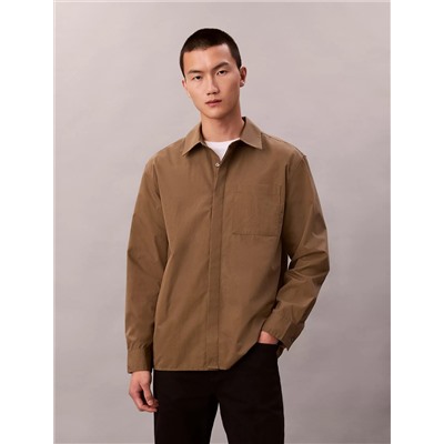 Cotton Nylon Relaxed Button-Down Shirt