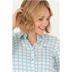 Kadın Mavi Uzun Kollu Gömlek