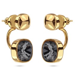 Серьги Триумф (кристаллы SW темно-серые 10мм; покрытие золото), Есть комплект