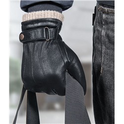 Кожаные тёплые мужские перчатки