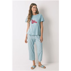 Pijama Capri 100% algodón Sebastián verde