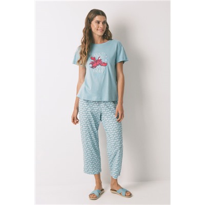 Pijama Capri 100% algodón Sebastián verde