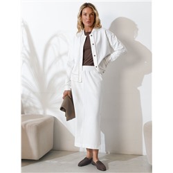 Юбка миди на резинке с разрезами из футера двухнитки с эластаном