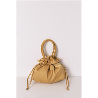 Bolso neceser satén estampado mostaza