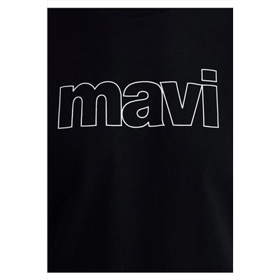 Mavi Logo Baskılı Siyah Tişört Slim Fit / Dar Kesim 065781-900