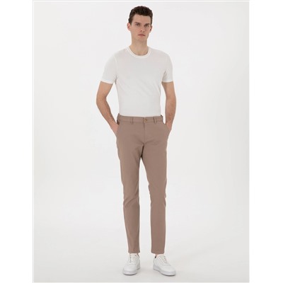 Vizon Slim Fit Beli Lastikli Kanvas Pantolon