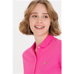 Kadın Pembe Polo Yaka Örme Elbise