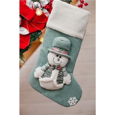 Новогодний носок для подарков зеленый