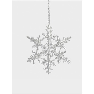 Игрушка елочная, 8 см, пластик, серебристая, Снежинка, Event