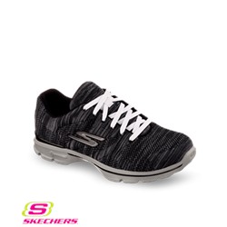 Skechers GOwalk3 Women's Black/Gray Contest Lace Up Shoe