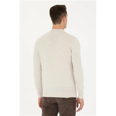 Erkek Taş Melanj Basic Triko Hırka