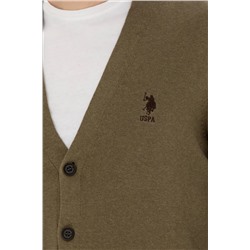 Erkek Haki Melanj Basic Triko Hırka