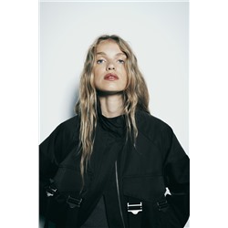 ZW COLLECTION CONTRAST BOMBER JACKET WITH BUCKLES
