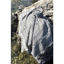 Denizli Concept Siyah Kilim Peştamal - %100 Pamuk Çift Yüz Jakarlı Plaj Havlusu