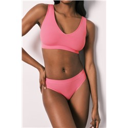 Tanga ancha canalé sin costuras coral