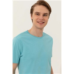 Erkek Turkuaz Bisiklet Yaka Tişört