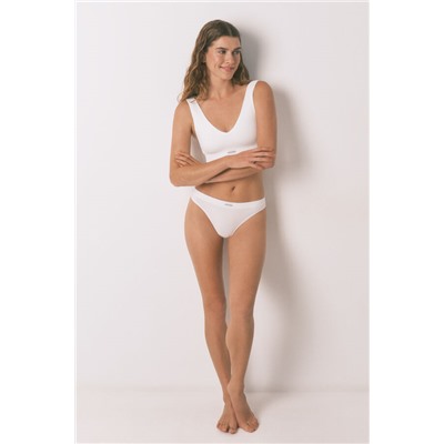 Top sin costuras LOVELY canalé blanco