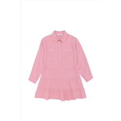 Kız Çocuk Pudra Dokuma Elbise