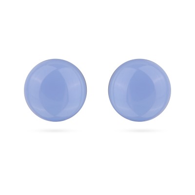 Пусеты (муранское стекло васильковое 10-12мм; покрытие родий), Есть комплект