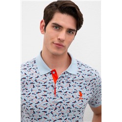 Erkek Açık İndigo Polo Yaka Tişört