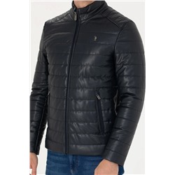 Erkek Lacivert Deri Ceket