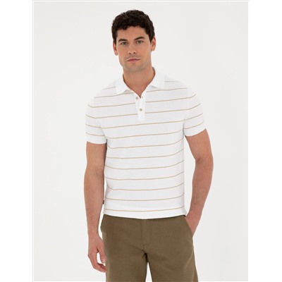 Kahverengi Slim Fit Düğmeli Polo Yaka Triko Tişört