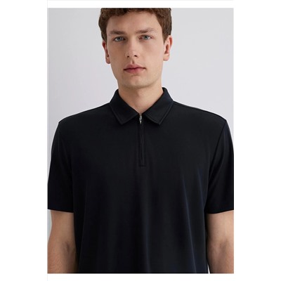 Mavi Yarı Fermuarlı Siyah Polo Tişört Regular Fit / Normal Kesim 0613007-900