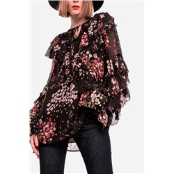 Blusa de flores Negro